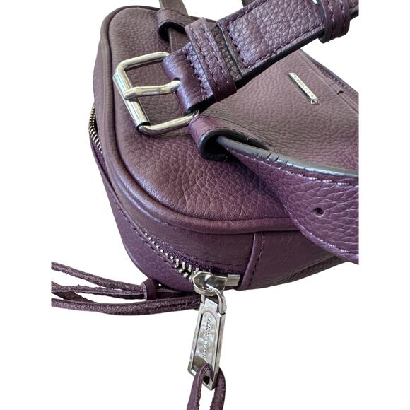 REBECCA MIINKOFF Three 3 Zip Leather Belt bag  Burgundy Merlot Silver - Picture 6 of 6